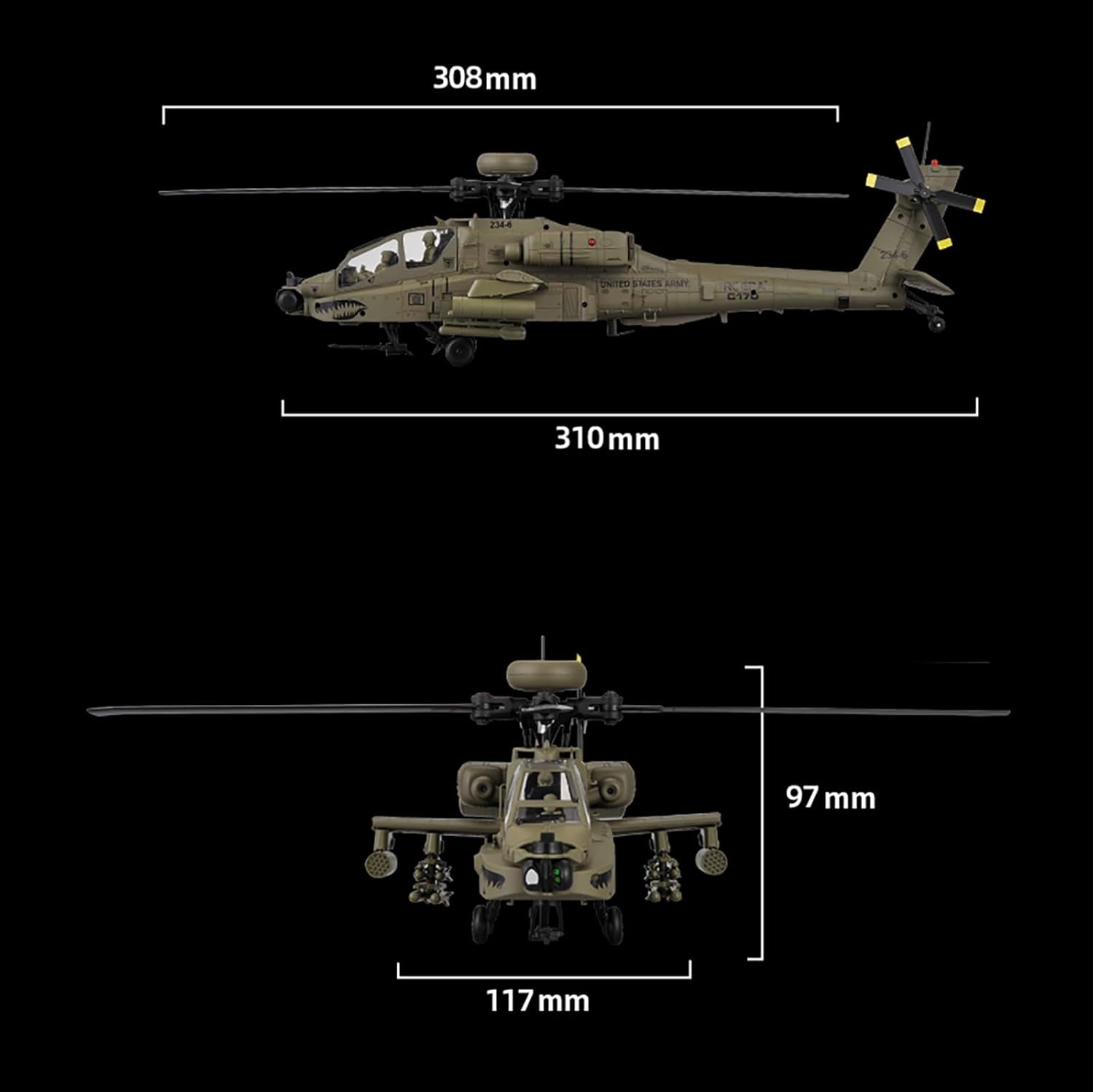310MM 6CH C170 AH-64D Remote C - Drone Rc Bolide ulasan dan harga