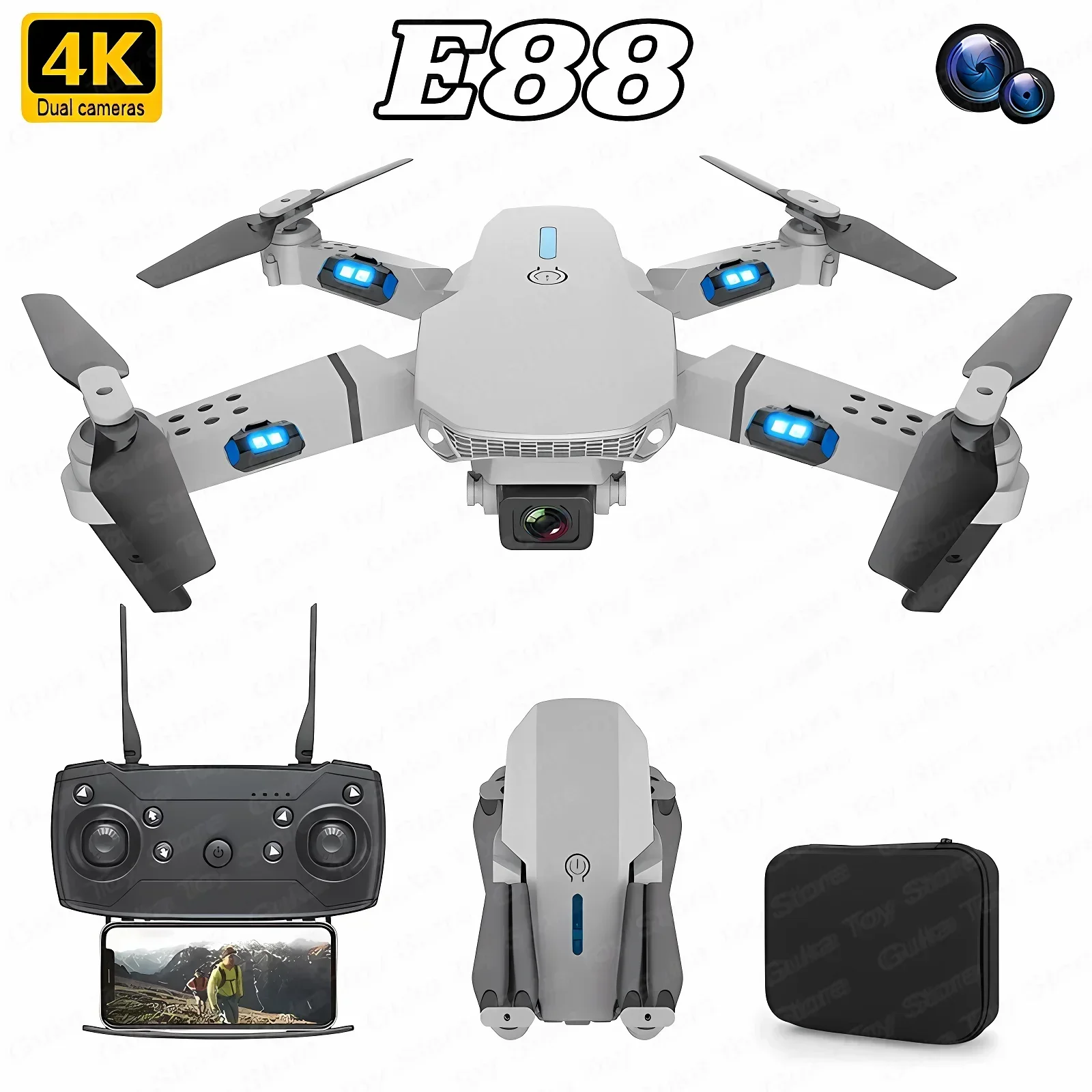 E88 Pro WIFI FPV Drone Wide An - Dron Rc Quadcopter ulasan dan harga